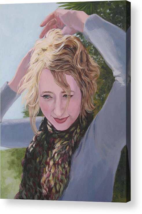 Portrait Acrylic Print featuring the painting Willow in the Winter Sun by Connie Schaertl
