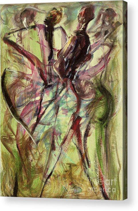 Female Acrylic Print featuring the painting Windy Day by Ikahl Beckford