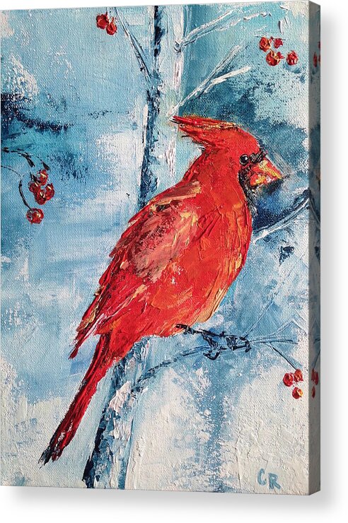 Cardinal Acrylic Print featuring the painting Winter Song by Chris Rice