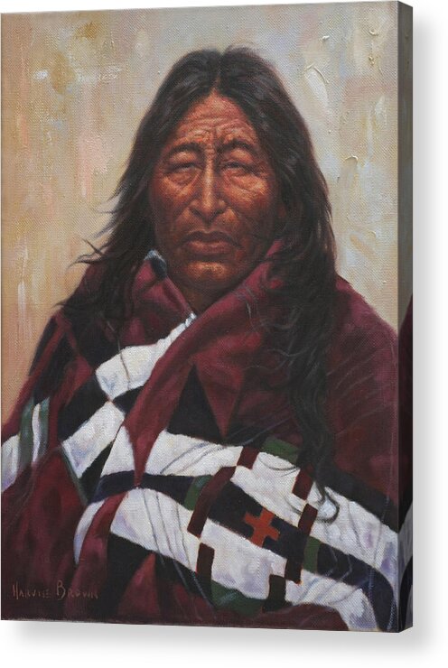 Native American Acrylic Print featuring the painting Wise One by Harvie Brown