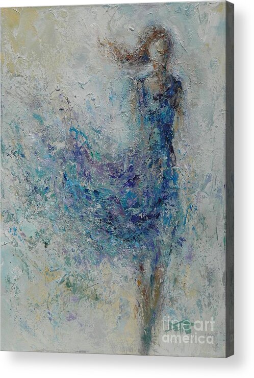 Wind Acrylic Print featuring the painting Woman in the Wind by Dan Campbell