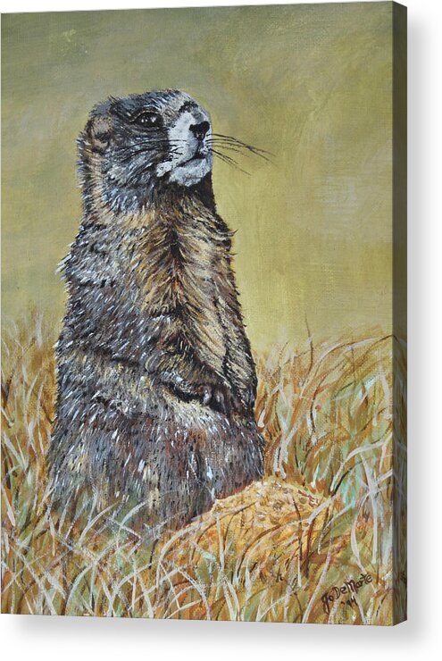 North American Wildlife Acrylic Print featuring the painting Woody by Johanna Lerwick