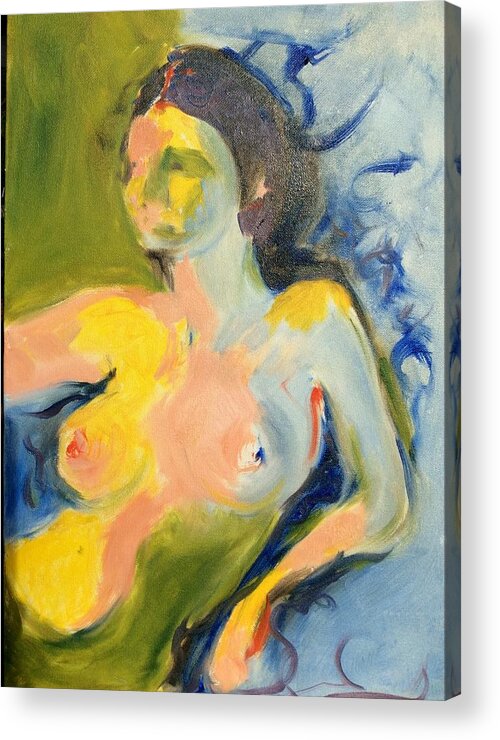 Nude Acrylic Print featuring the painting Yellow Light by Karen Carmean
