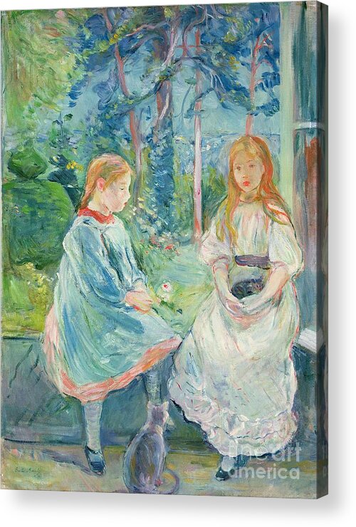 Young Acrylic Print featuring the painting Young Girls at the Window by Berthe Morisot