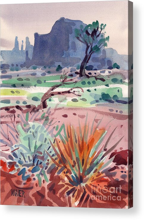 Monument Valley Acrylic Print featuring the painting Yucca and Buttes by Donald Maier