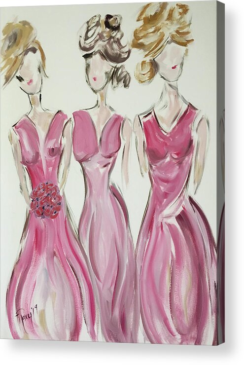 Debutante Acrylic Print featuring the painting Bridesmaids #1 by Roxy Rich