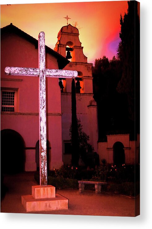  Acrylic Print featuring the photograph San Jua Bautista Mission Cross #1 by Dr Janine Williams