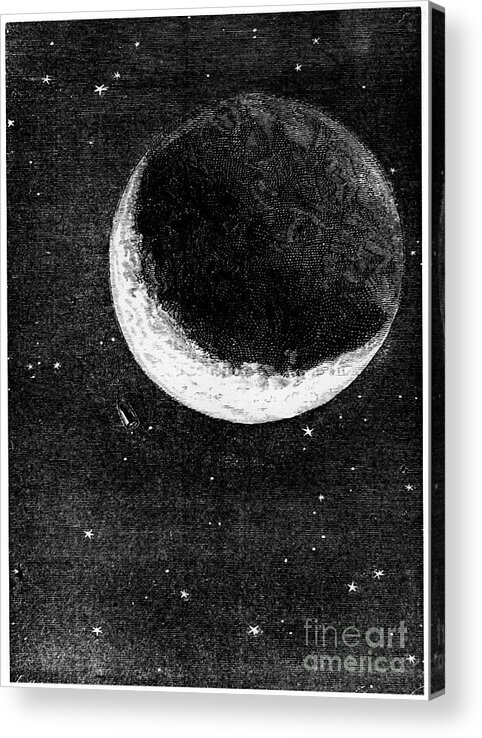 1860-1869 Acrylic Print featuring the drawing Illustration From De La Terre A La Lune #10 by Print Collector