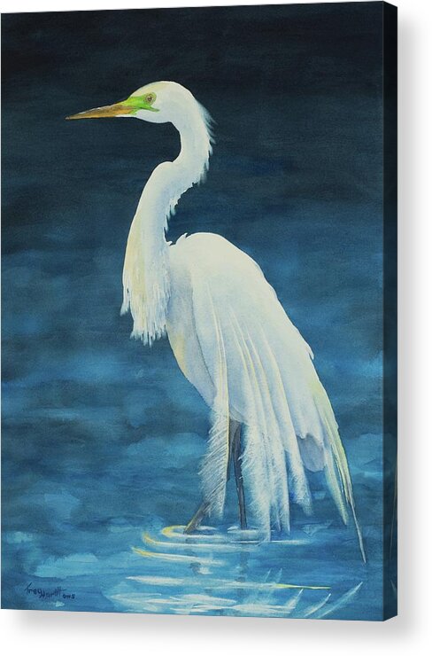Great Egret Acrylic Print featuring the painting Great Egret by George Harth
