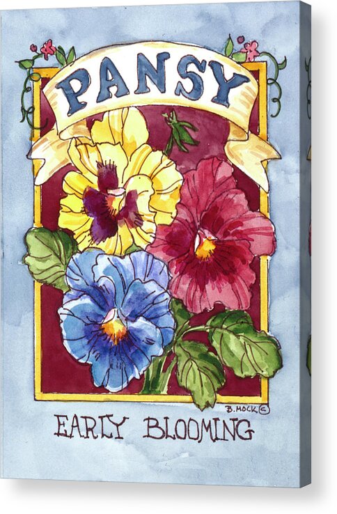 Large Pansy-seed Packet Acrylic Print featuring the painting 2103 Large Pansy-seed Packet by Barbara Mock