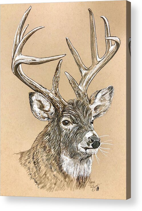 Deer Acrylic Print featuring the painting 5 X 5 by Mark Ray