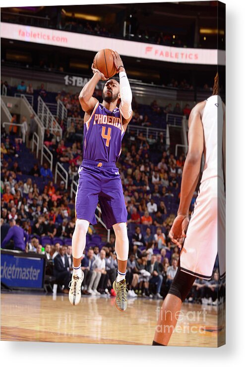 Nba Pro Basketball Acrylic Print featuring the photograph Brooklyn Nets V Phoenix Suns by Barry Gossage