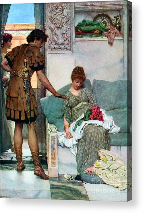 People Acrylic Print featuring the drawing A Silent Greeting, 1908-1909.artist Sir by Print Collector