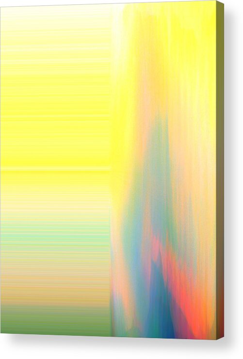 Abstract Acrylic Print featuring the digital art Abstract Landscape Yellow Stripes by Itsonlythemoon -