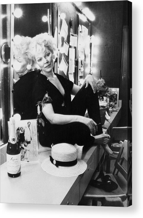 Content Acrylic Print featuring the photograph Actress Susan Tyrrell Relaxes In Her by New York Daily News Archive