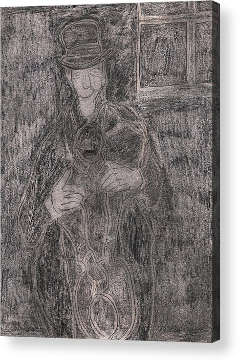 Drawing Acrylic Print featuring the drawing After Billy Childish Pencil Drawing 23 by Edgeworth Johnstone