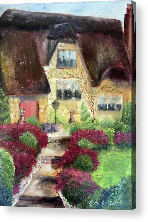 April Cottage Acrylic Print featuring the painting April Cottage by Roxy Rich