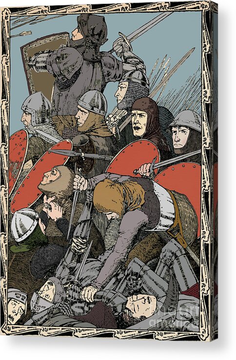 Charles Dickens Acrylic Print featuring the drawing At The Battle Of Agincourt, 1902 by Print Collector