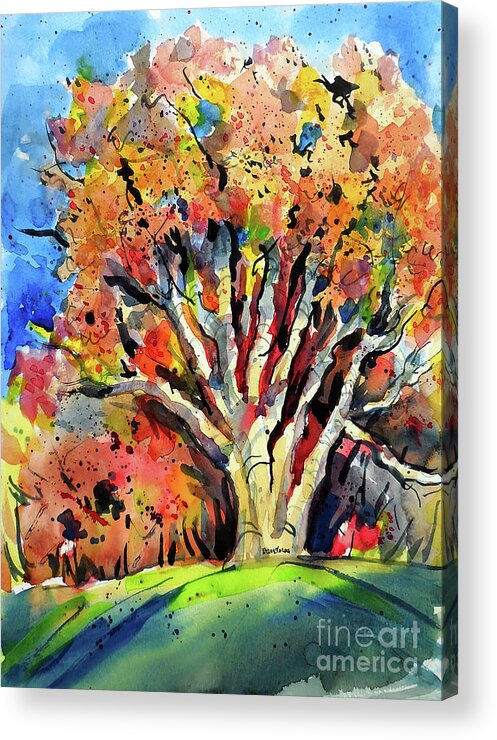 Oaks Acrylic Print featuring the painting Autumn Oak by Terry Banderas