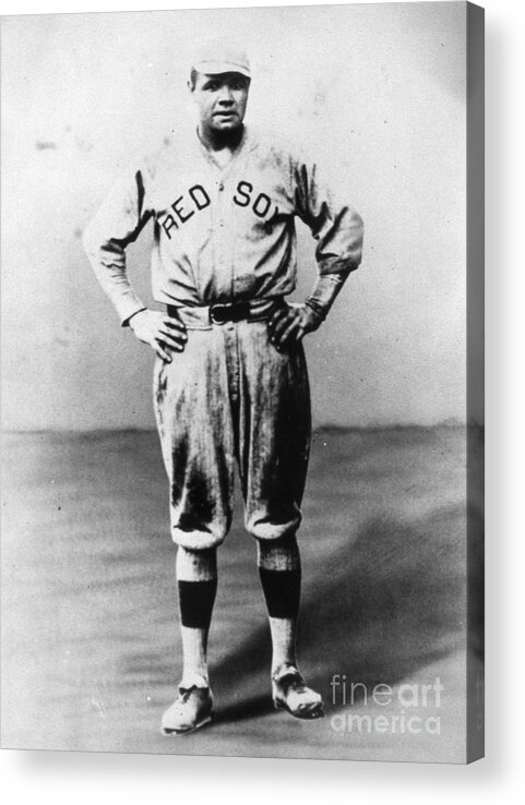 People Acrylic Print featuring the photograph Babe Ruth Red Sox Ff Portrait by Transcendental Graphics