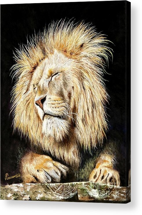Lion Acrylic Print featuring the painting Bailey by Jeanette Ferguson