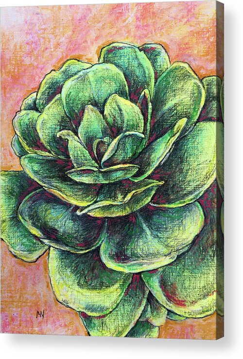 Green Acrylic Print featuring the pastel Barbados Green by AnneMarie Welsh