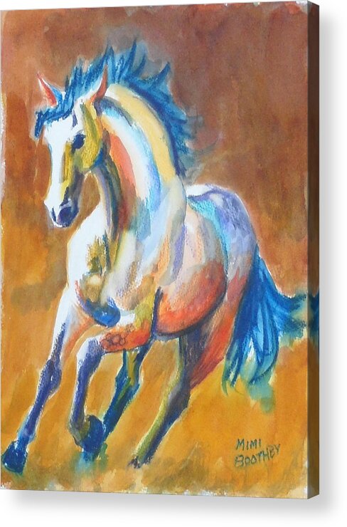 Art Deco Horse Acrylic Print featuring the painting Blue Horse by Mimi Boothby