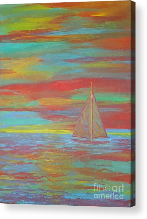 Abstract Acrylic Print featuring the painting Boating Into Smooth Ocean Breezes by Elizabeth Mauldin