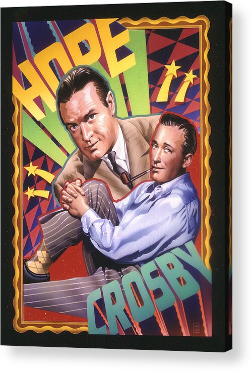 Bob Hope Acrylic Print featuring the painting Bob Hope and Bing Crosby by Garth Glazier