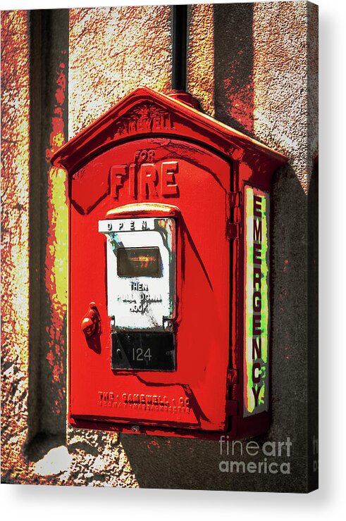 Boston Acrylic Print featuring the digital art Boston Fire Call Box by Lorraine Cosgrove