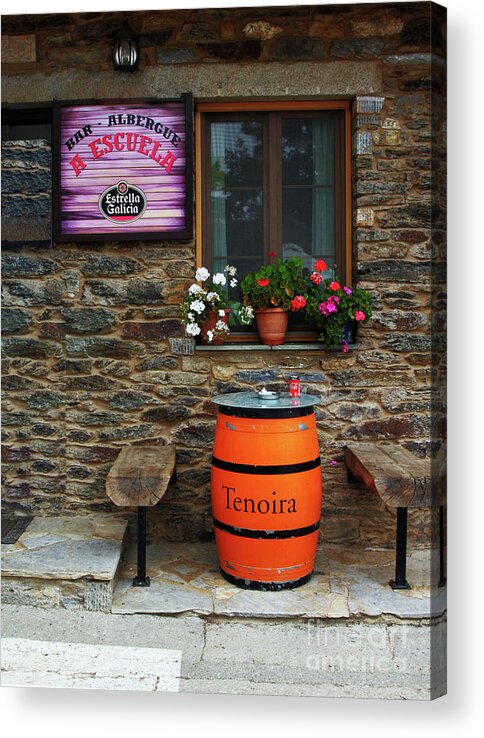 Street Scene Acrylic Print featuring the photograph Camino Pilgrim's Repast by Rick Locke - Out of the Corner of My Eye