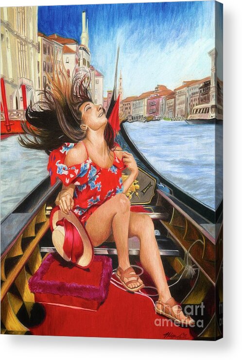 Italy Acrylic Print featuring the drawing Carefree by Philippe Thomas