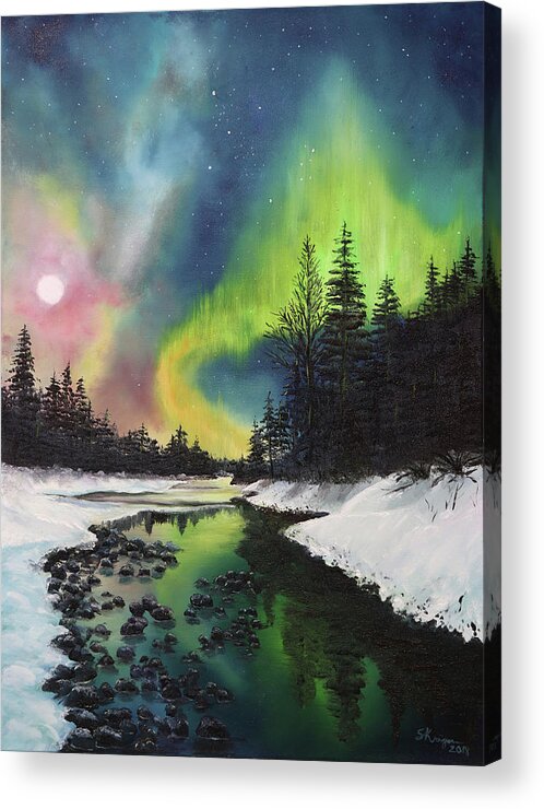 Landscape Acrylic Print featuring the painting Celestial Veils by Stephen Krieger