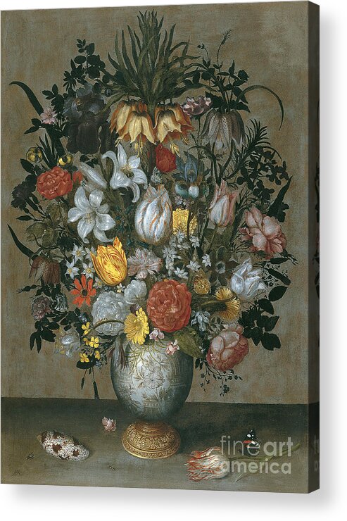 Insect Acrylic Print featuring the drawing Chinese Vase With Flowers, Shells by Heritage Images
