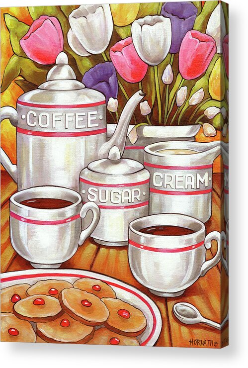 Coffee Sugar Cream Acrylic Print featuring the painting Coffee Sugar Cream by Cathy Horvath-buchanan