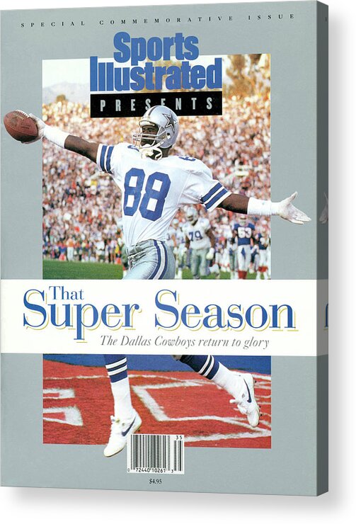 Scoring Acrylic Print featuring the photograph Dallas Cowboys Michael Irvin, Super Bowl Xxvii Sports Illustrated Cover by Sports Illustrated