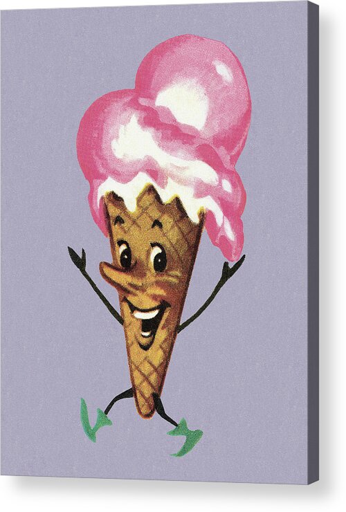 Bizarre Acrylic Print featuring the drawing Dancing Ice Cream Cone by CSA Images