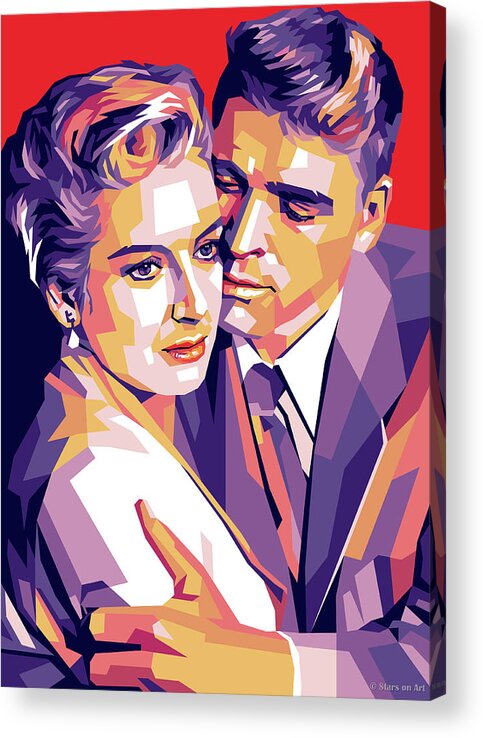 Synopsis Acrylic Print featuring the digital art Deborah Kerr and Burt Lancaster, ''From Here to Eternity'', with synopsis by Movie World Posters
