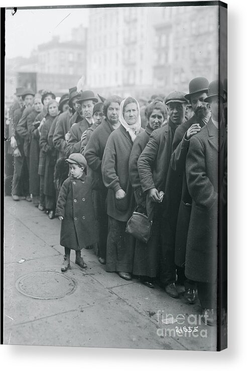 Following Acrylic Print featuring the photograph Depositors Waiting To Draw Savings by Bettmann