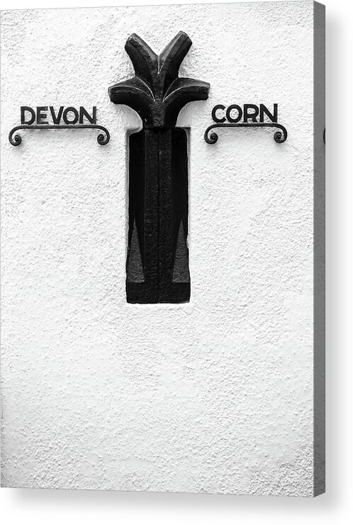 Cornwall Acrylic Print featuring the photograph Devon Cornwall Boundary Marker by Helen Jackson