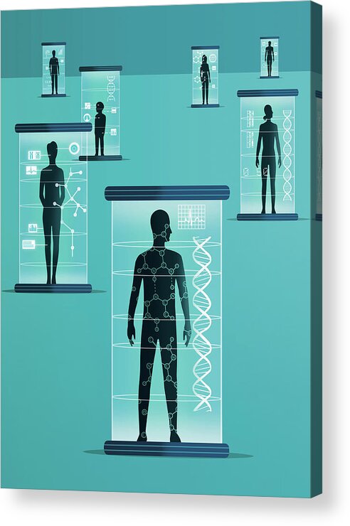 Adult Acrylic Print featuring the photograph Different People Inside Genetic Scanners by Ikon Images