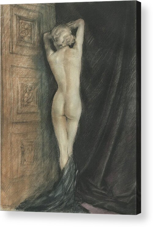 Edouard Chimot Acrylic Print featuring the photograph Edouard Chimot Nude in Boudoir by Andrea Kollo