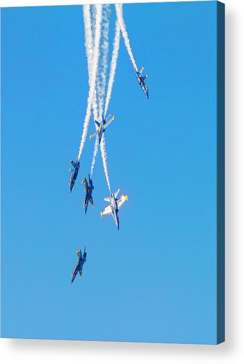 Blue Angels Acrylic Print featuring the photograph Falling Blue Angels by Bonnie Follett