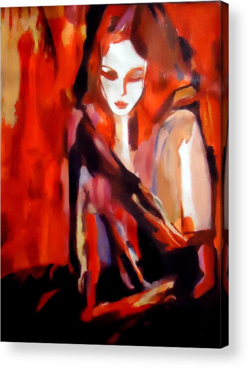 Nude Figures Acrylic Print featuring the painting Finesse by Helena Wierzbicki