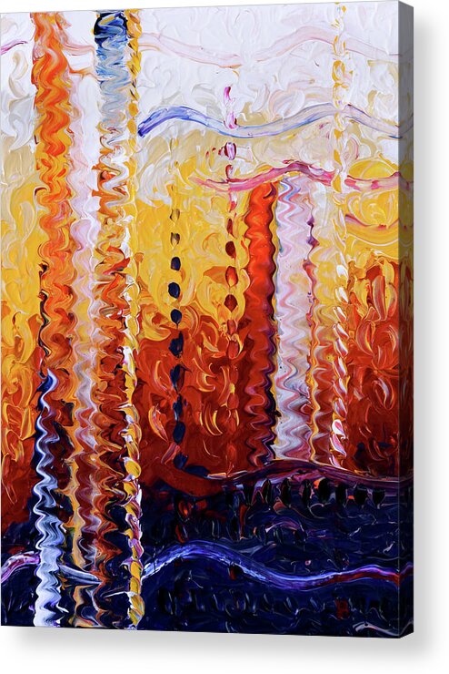 Abstract Acrylic Print featuring the painting Fire and Water by Bari Rhys