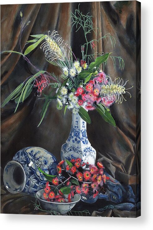 Still Life Acrylic Print featuring the painting Floral Arrangement by John Neeve