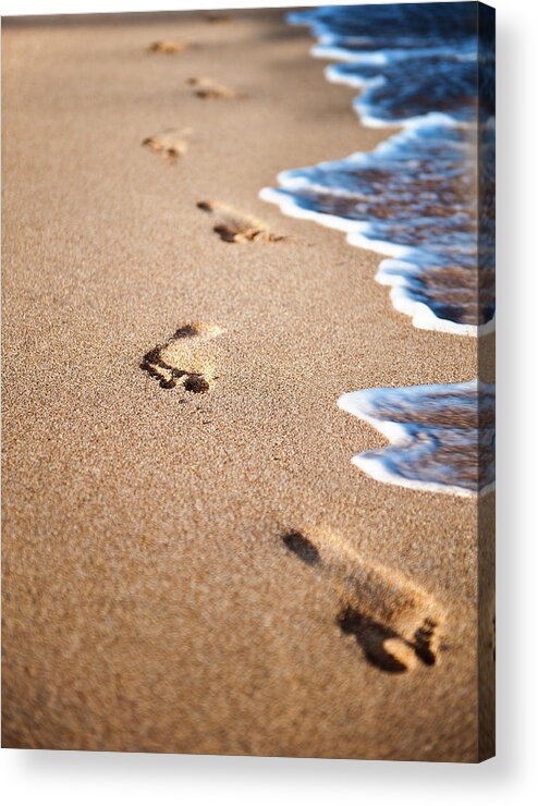 Vacations Acrylic Print featuring the photograph Footprints In The Sand by Rontech2000