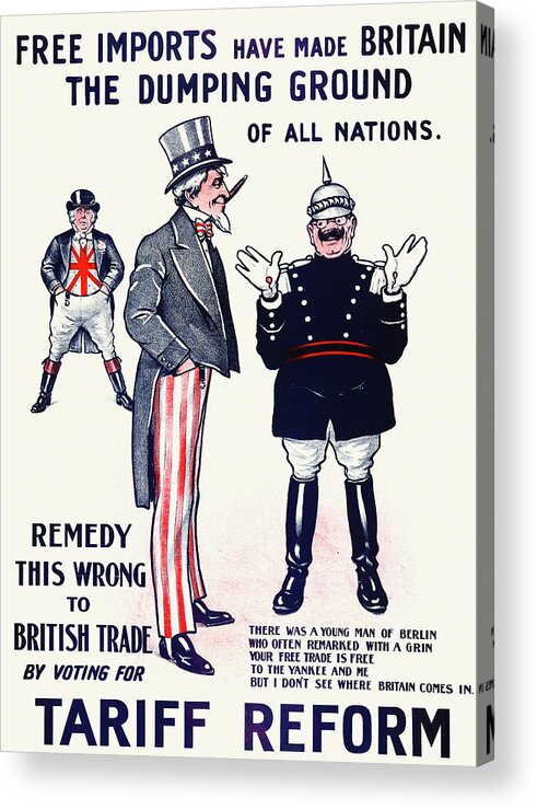 Poster Acrylic Print featuring the painting Free imports have made Britain the dumping ground of all nations by LSE Library