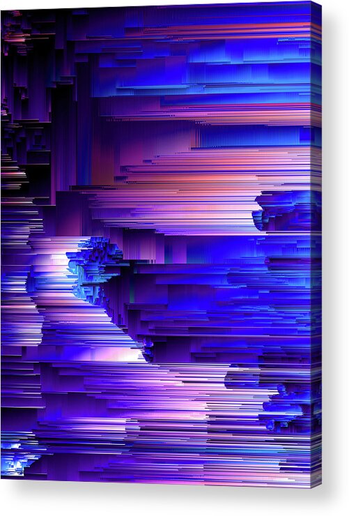Glitch Acrylic Print featuring the digital art Glitchin Blues by Jennifer Walsh