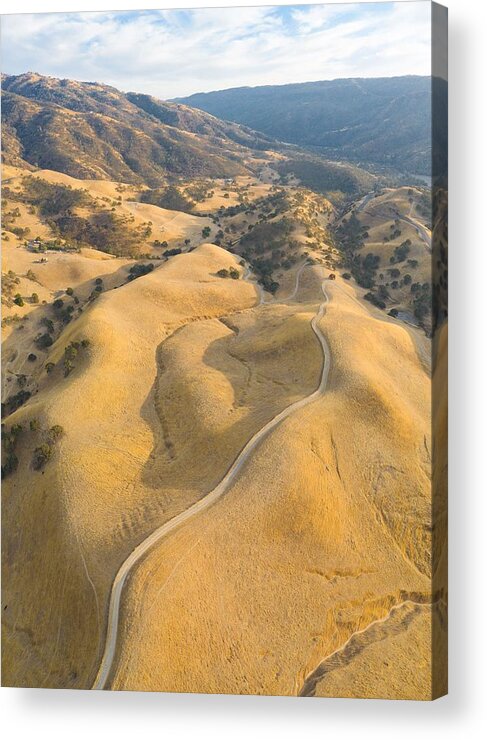 Landscapeaerial Acrylic Print featuring the photograph Golden Sunlight Shines On The Rolling by Ethan Daniels